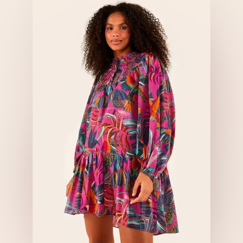 Farm Rio Rainbow Macaws Mini Dress